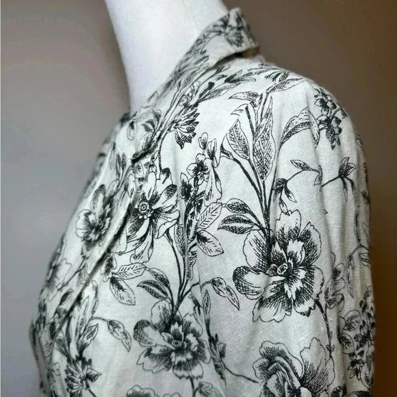 JOIE LINEN BLAZER Grey/White floral print NWT POCKETS SZ S & SZ M notched collar - Picture 6 of 12